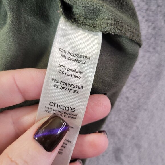 Chico’s Womens‎ Lace Up Tunic Top 1 (M/8) Green Casual Everyday Stretch Vibe - Picture 9 of 10